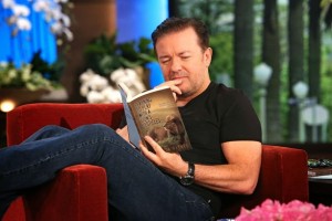 Ricky Gervais reading Melissa Haynes' book